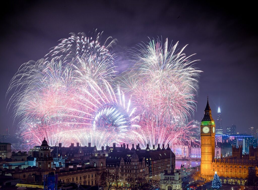 fireworks display New Year, Thames River, London VIP packages