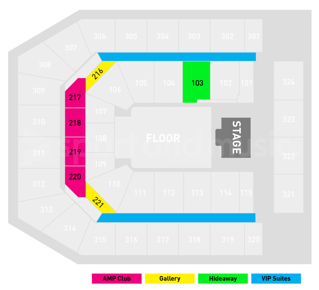 Ed Sheeran, VIP packages - Seating plan, Co-Op Arena, Manchester