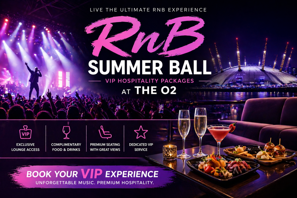 VIP hospitality experience at RnB Summer Ball event at The O2 London with luxury seating and live music atmosphere